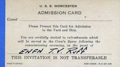 004a 6-1948 Commissioning Admission Card
